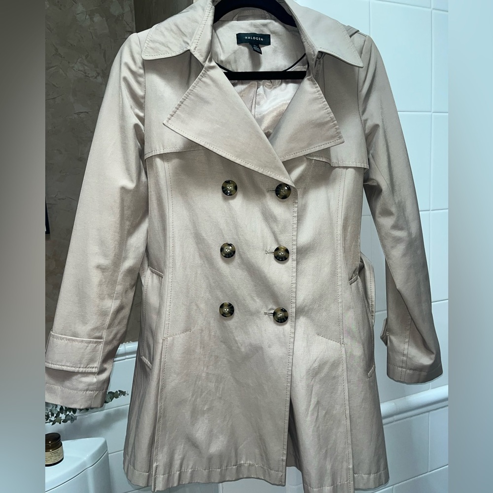 [SOLD] halogen hooded tan trench coat